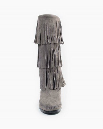 Minnetonka 3-Layer Fringe Boot Grey