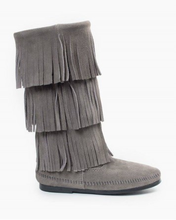 Minnetonka 3-Layer Fringe Boot Grey