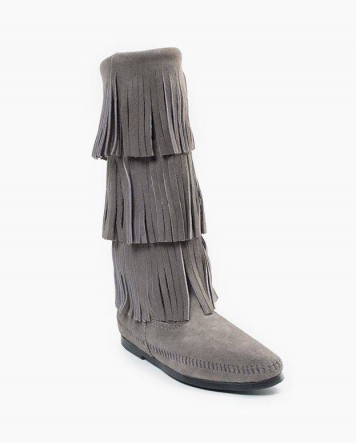 Minnetonka 3-Layer Fringe Boot Grey