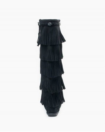 Minnetonka 5-Layer Fringe Boot Black