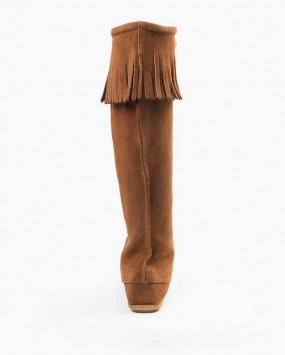 Minnetonka Front Lace Knee High Boot Brown