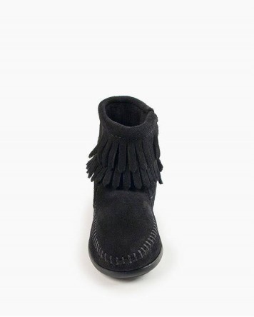 Double Fringe Side Zip Boot Black