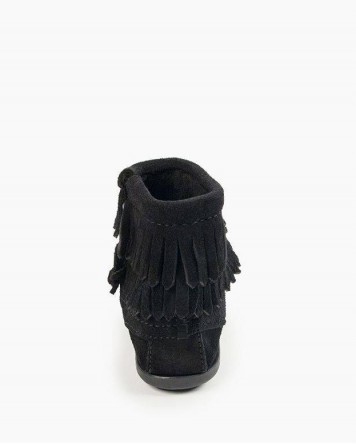 Double Fringe Side Zip Boot Black