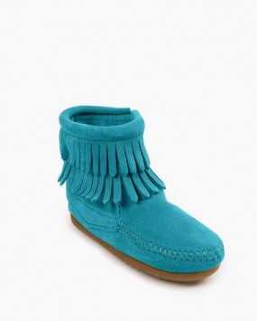 Double Fringe Side Zip Boot Turquoise