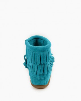 Double Fringe Side Zip Boot Turquoise