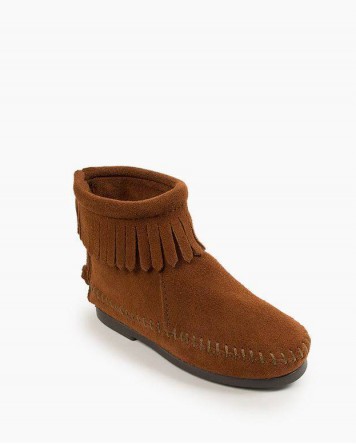 Back Zip Hardsole Boot Brown