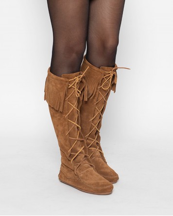 Front Lace Knee High Boot Dusty Brown