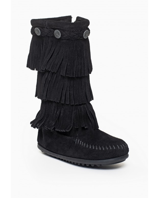 3-Layer Fringe Boot Black